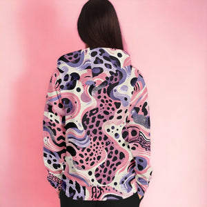 Abstract Pink Splash Zip-Up Hoodie (for women)