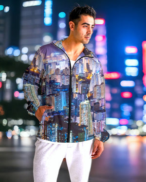 Hong Kong Night View Men's Windbreaker