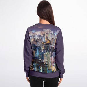 Hong Kong Night View Fashion Sweatshirt (Black Sleeve/ 2 pcs set)