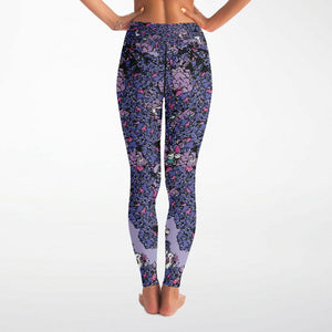 Owls Floral Yoga Leggings (Purple/for women)