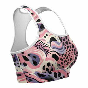 Abstract Pink Splash Sports Bra (for women)