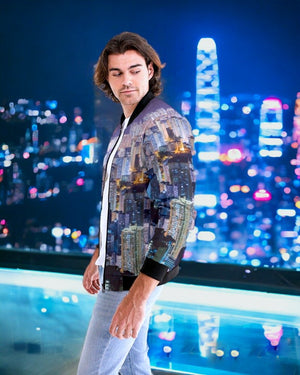 Hong Kong Night View Men's Bomber Jacket