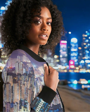 Hong Kong Night View Women's Bomber Jacket