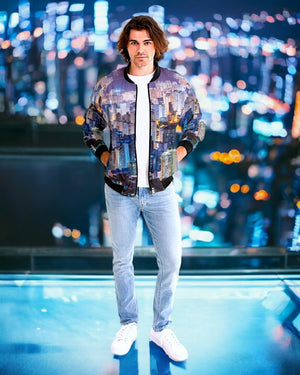 Hong Kong Night View Men's Bomber Jacket