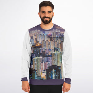 Hong Kong Night View Fashion Sweatshirt (Grey and White- 2 pcs set)