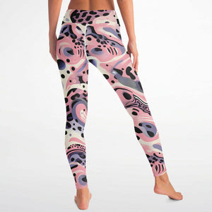 Abstract Pink Splash Yoga Pants And Top Set (for women)