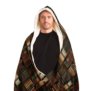 Library Book Lover Hooded Blanket (for Men/Brown)