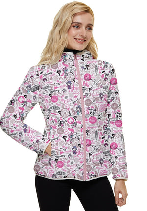 (new)Hong Kong Pattern Women's Hooded Quilted Jacket (pink)