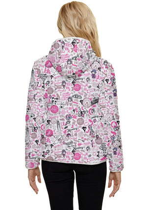 (new)Hong Kong Pattern Women's Hooded Quilted Jacket (pink)