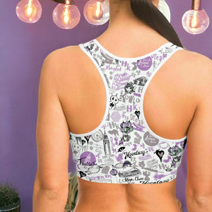 Hong Kong Pattern Yoga Pants And Top Set (Purple/for women)