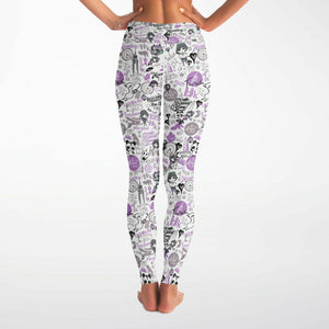 Hong Kong Pattern Yoga Pants And Top Set (Purple/for women)