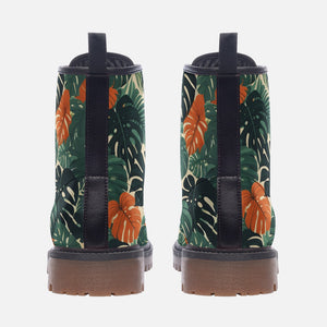 Monstera Leaf Vegan Combat Boots| Goblincore Shoes| Gift For Plant Lover, Women, Men, Boys