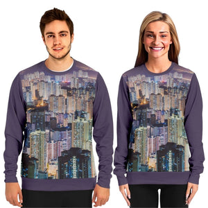 Hong Kong Night View Fashion Sweatshirt (Black Sleeve/ 2 pcs set)