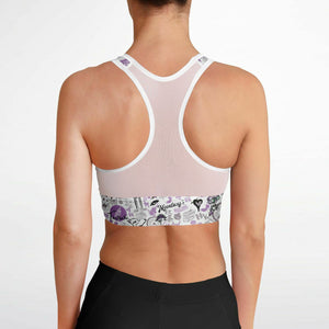 Hong Kong Pattern Mesh Padded Sports Bra (Lavender | Purple)