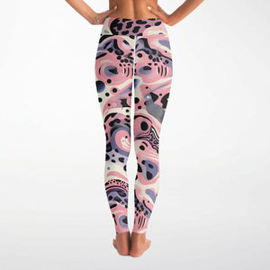 Abstract Pink Splash Yoga Pants And Top Set (for women)