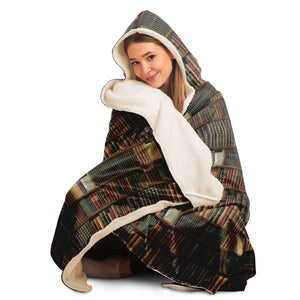 Library Book Lover Hooded Blanket (for Women/ Brown)