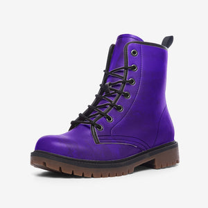 Mismatched Navy Blue & Violet Vegan Combat Boots | Gothic Lace Up Boots| Purple Faux Leather Shoes| Witchcore| Clubwear For Men and Women