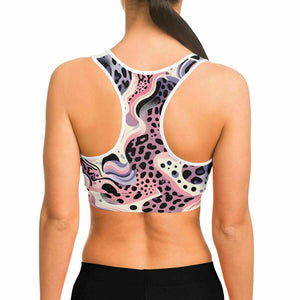 Abstract Pink Splash Sports Bra (for women)