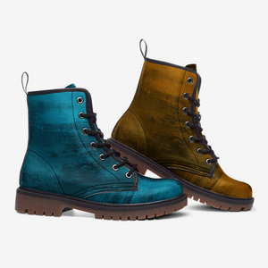 Gradient Teal and Mustard Combat Boots( Vegan Leather/ For Men| Women)