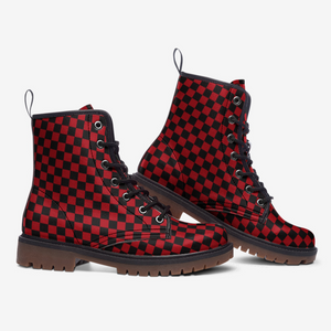 Red Checkered Combat Boots (Red and Black|For Women|Men)