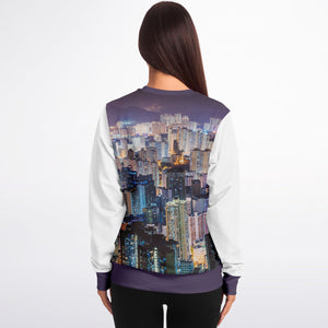 Hong Kong Night View Fashion Sweatshirt (Black and White)