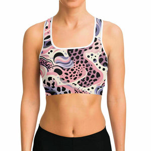 Abstract Pink Splash Sports Bra (for women)