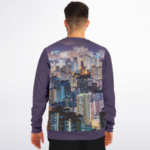 Hong Kong Night View Fashion Sweatshirt (Grey and Black)