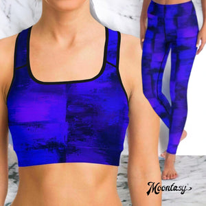 Artistic Yoga Pants And Top Set (Violet Blue/ for women)