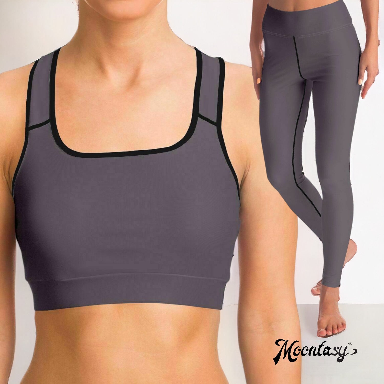 Grey Yoga Pants And Top Set (for women)