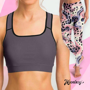 Abstract Pink Splash Yoga Pants And Grey Top Set (for women)