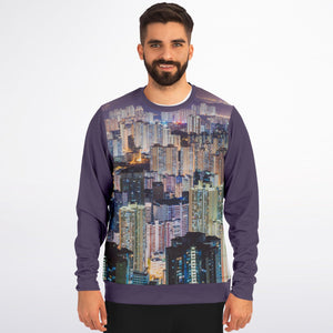 Hong Kong Night View Fashion Sweatshirt (Grey and Black)