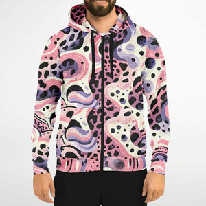 Abstract Pink Splash Zip-Up Hoodie (for men)