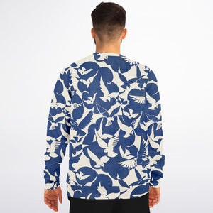 Pigeons Pattern Fashion Sweatshirt (Blue and Beige)