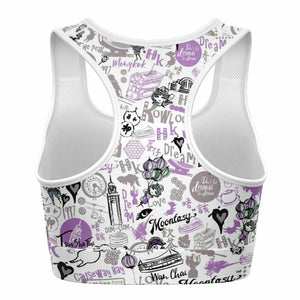 Hong Kong Pattern Yoga Pants And Top Set (Purple/for women)