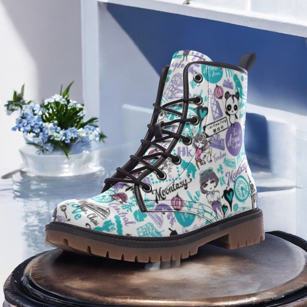 a close up of a pair of boots on a table