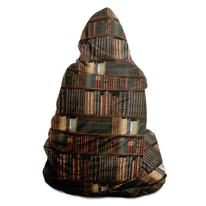 Library Book Lover Hooded Blanket (for Men/Brown)