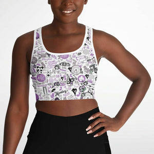 Hong Kong Pattern Mesh Padded Sports Bra (Lavender | Purple)