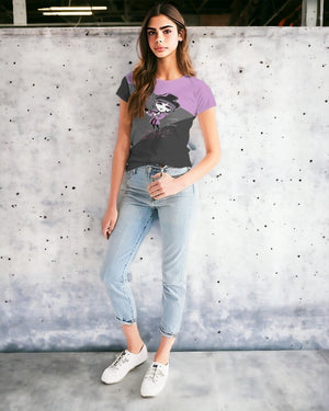 Captain Charlotte Women's Tee ( Black and Purple/ For Women)