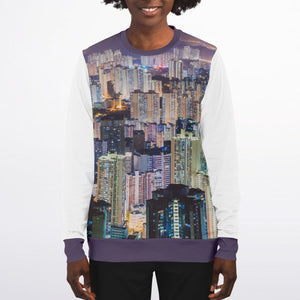 Hong Kong Night View Fashion Sweatshirt (Black and White)