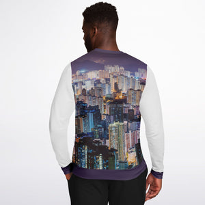 Hong Kong Night View Fashion Sweatshirt (Black and White)