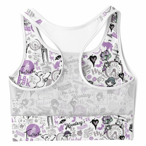 Hong Kong Pattern Mesh Padded Sports Bra (Lavender | Purple)