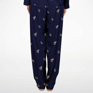 Rabbit Lantern Luxury Women's Satin Pajamas (Dark Blue)