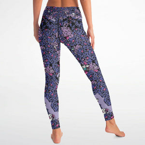 Owls Floral Yoga Leggings (Purple/for women)