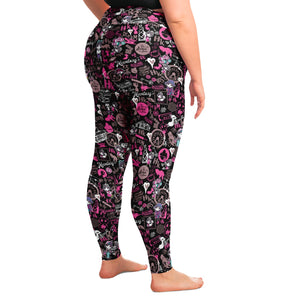 Hong Kong Pattern Plus Size Legging (Black/ for women)