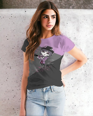 Captain Charlotte Women's Tee ( Black and Purple/ For Women)