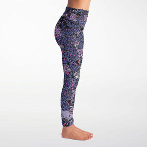 Owls Floral Yoga Leggings (Purple/for women)