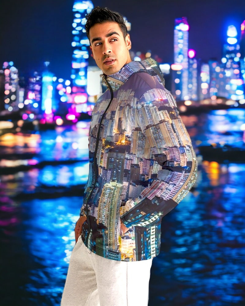 Hong Kong Night View Men's Windbreaker