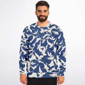 Pigeons Pattern Fashion Sweatshirt (Blue and Beige)