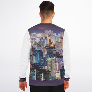 Hong Kong Night View Fashion Sweatshirt (Black and White)