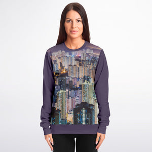 Hong Kong Night View Fashion Sweatshirt (Black Sleeve/ 2 pcs set)